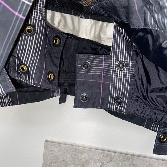 Empyre Black Plaid Ski Jacket with Faux Fur Hood - Picture 4 of 7